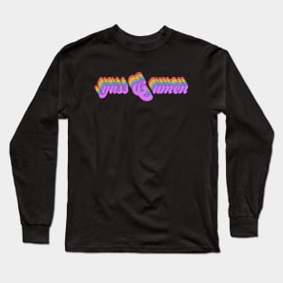 Rainbow meme: Yass & Amen in rainbow retro letters Long Sleeve T-Shirt